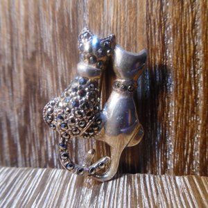 2 CURIOUS KITTIES PIN/BROOCH